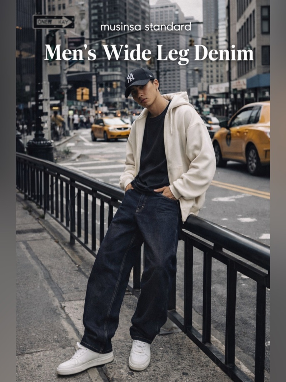 Musinsa Standard Premium Dark Wash Wide Leg Jeans Size 40